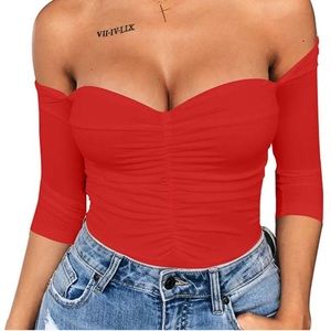 Ruched Off The Shoulder Bodysuit